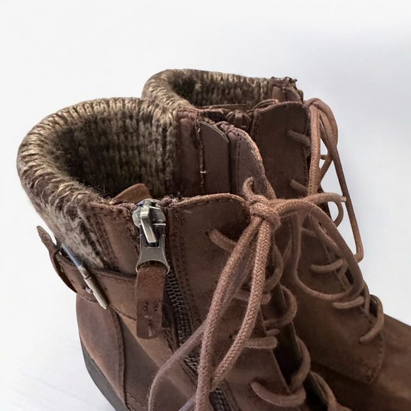 American Eagle Outfitters Brown Faux Leather Knit Top Boots Women’s Size 9 - Picture 3 of 9